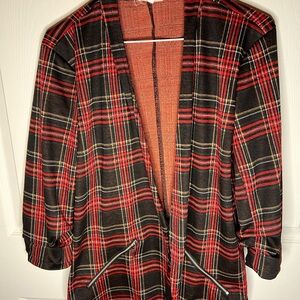 Maurices Red and Black Plaid Blazer